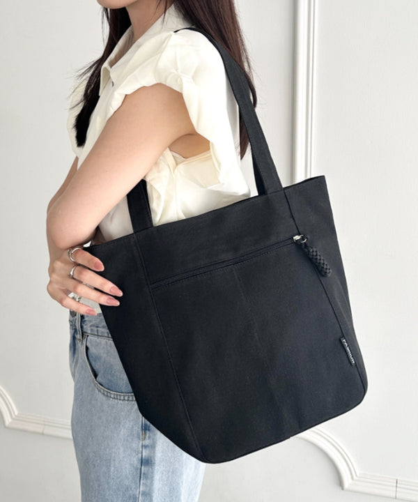 【A4収納可能】ファスナーポケット付き縦型トートバッグ | WR1255050 | ブラック