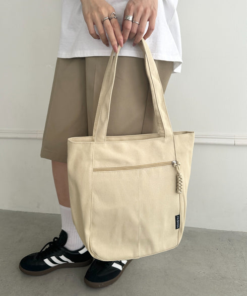 【A4収納可能】ファスナーポケット付き縦型トートバッグ | WR1255050 | ベージュ