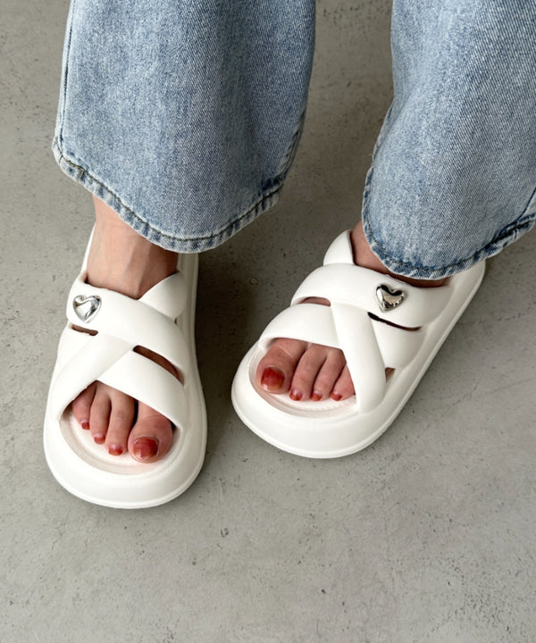 ワンポイントハート厚底クロスベルトサンダル | CL3252024 | ホワイト