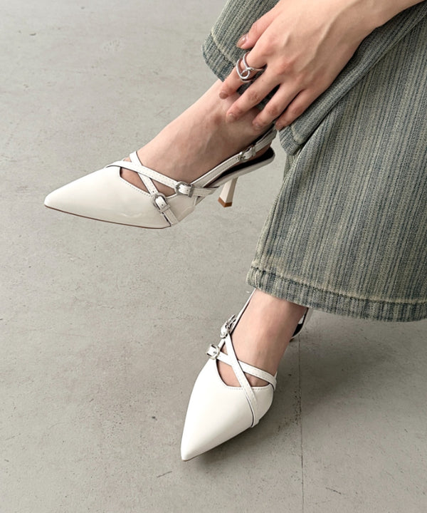 ダブルベルトポインテッドトゥパンプス | BA3255037 | アイボリー