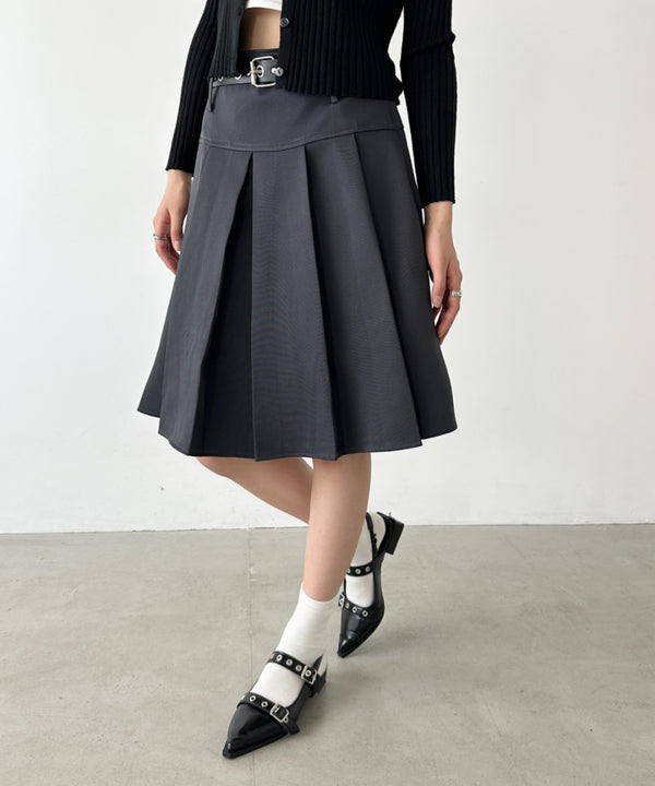 【2サイズ展開】ミディ丈プリーツスカート | BA2255039 | チャコールグレー