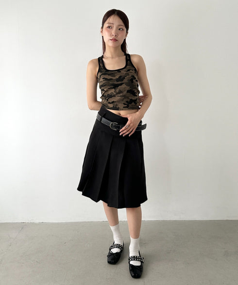 【2サイズ展開】ミディ丈プリーツスカート | BA2255039 | ブラック