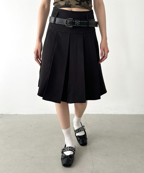 【2サイズ展開】ミディ丈プリーツスカート | BA2255039 | ブラック