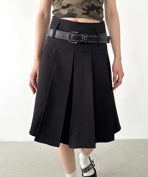 【2サイズ展開】ミディ丈プリーツスカート | BA2255039 | ブラック