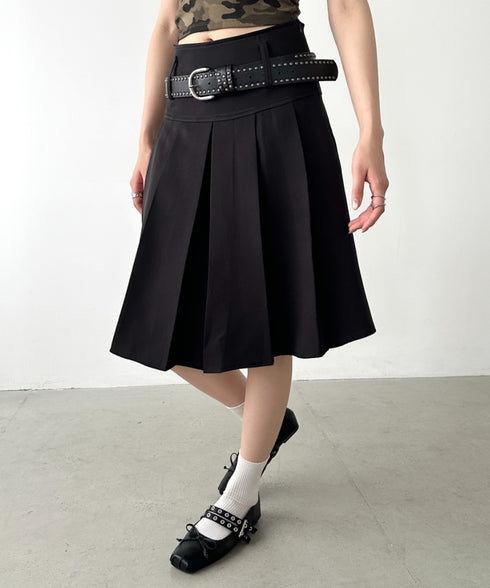 【2サイズ展開】ミディ丈プリーツスカート | BA2255039 | ブラック