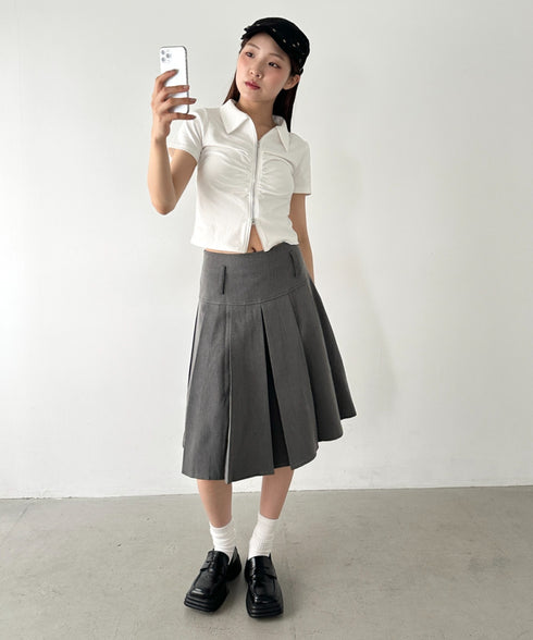 【2サイズ展開】ミディ丈プリーツスカート | BA2255039 | グレー