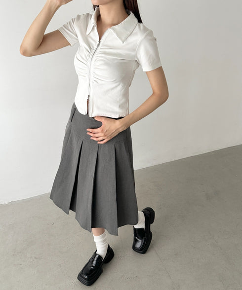 【2サイズ展開】ミディ丈プリーツスカート | BA2255039 | グレー