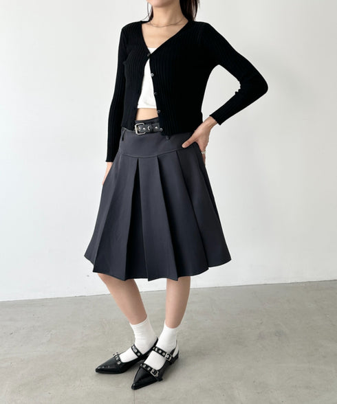 【2サイズ展開】ミディ丈プリーツスカート | BA2255039 | チャコールグレー