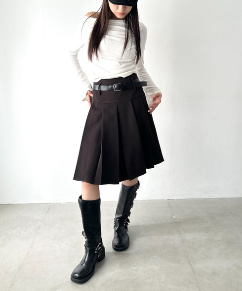 【2サイズ展開】ミディ丈プリーツスカート | BA2255039 | ブラウン