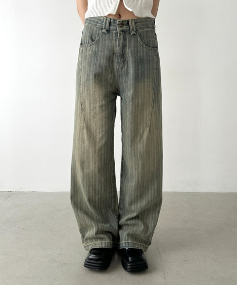 ストライプ柄ワイドデニムパンツ | BA2255040 | ブルー