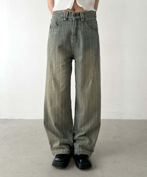 ストライプ柄ワイドデニムパンツ | BA2255040 | ブルー