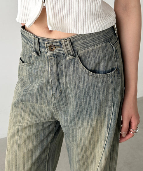 ストライプ柄ワイドデニムパンツ | BA2255040 | ブルー