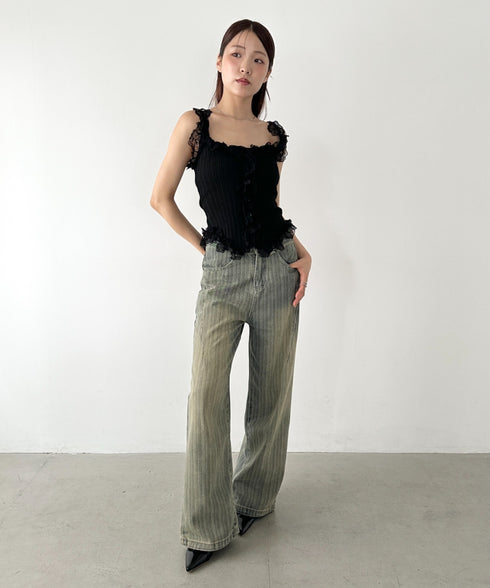 ストライプ柄ワイドデニムパンツ | BA2255040 | ブルー