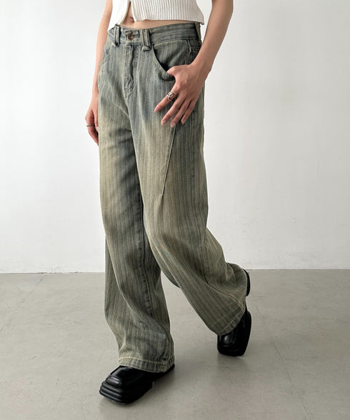 ストライプ柄ワイドデニムパンツ | BA2255040 | ブルー