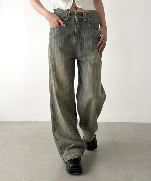 ストライプ柄ワイドデニムパンツ | BA2255040 | ブルー