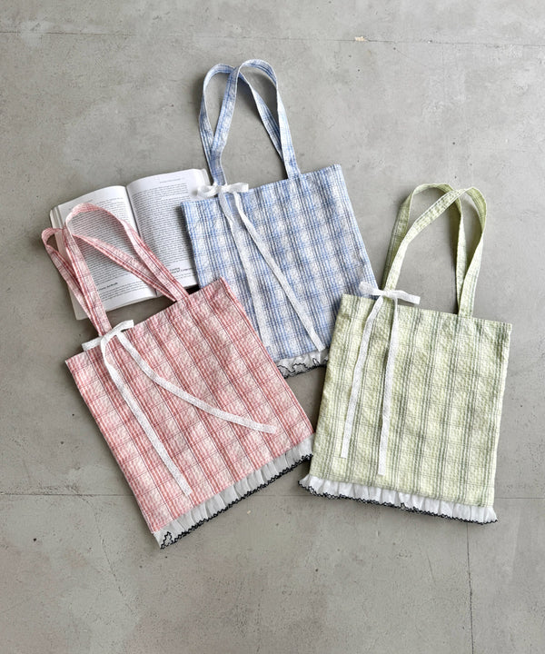 フリルチェックトートバッグ | SL1255077 | ピンク