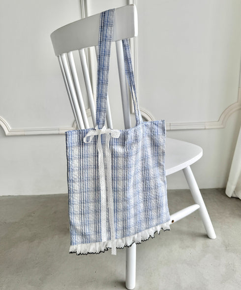 フリルチェックトートバッグ | SL1255077 | ブルー