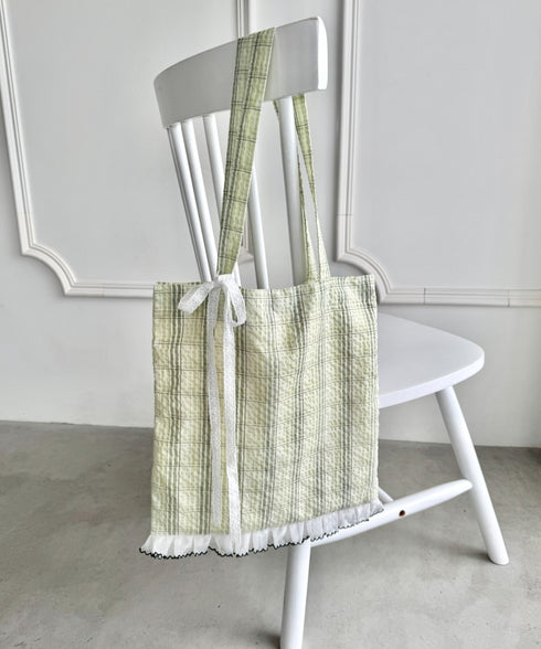 フリルチェックトートバッグ | SL1255077 | ライトグリーン