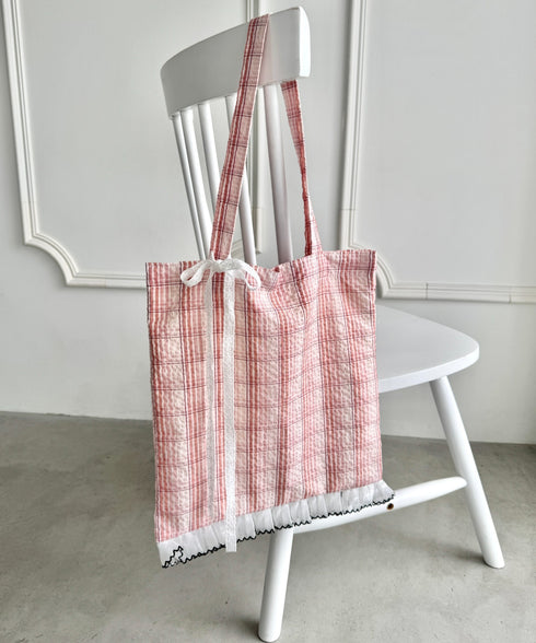 フリルチェックトートバッグ | SL1255077 | ピンク