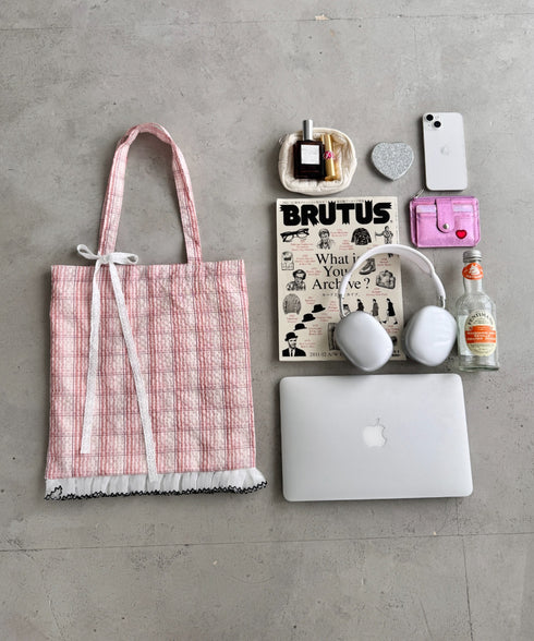フリルチェックトートバッグ | SL1255077 | ピンク