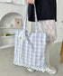 フリルチェックトートバッグ | SL1255077 | ブルー