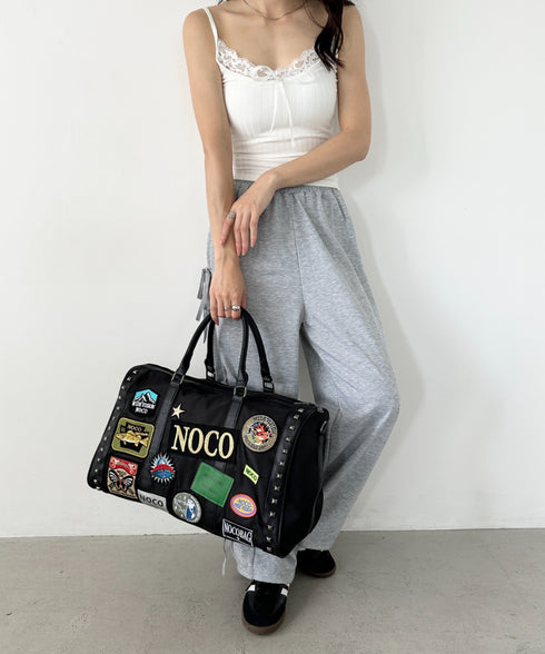 【大容量】ワッペンスタッズデザインボストンバッグ トラベルバッグ | WR1255063 | ブラック