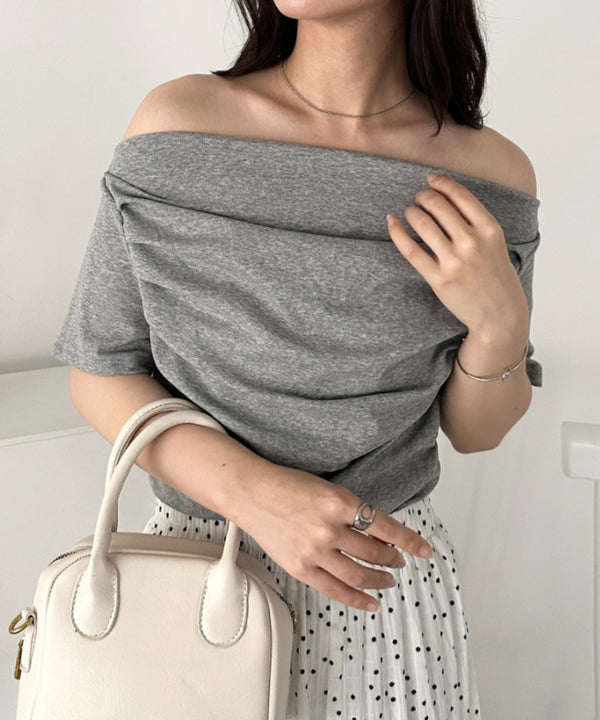 2WAYドレープオフショルダー半袖トップス | CL2252030 | グレー