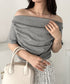 2WAYドレープオフショルダー半袖トップス | CL2252030 | グレー