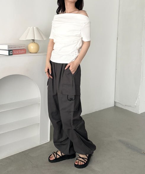 2WAYドレープオフショルダー半袖トップス | CL2252030 | ホワイト