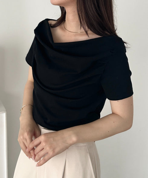 2WAYドレープオフショルダー半袖トップス | CL2252030 | ブラック
