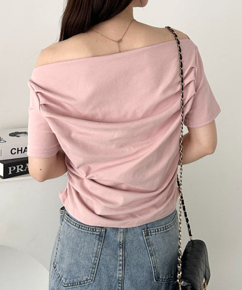 2WAYドレープオフショルダー半袖トップス | CL2252030 | ピンク
