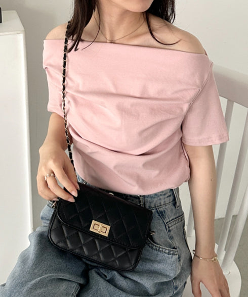 2WAYドレープオフショルダー半袖トップス | CL2252030 | ピンク
