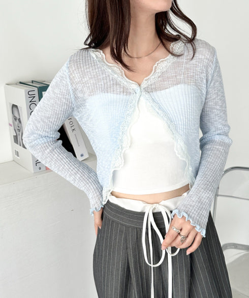 レースシアーカーディガントップス | CL2255047 | ライトブルー