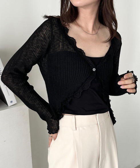 レースシアーカーディガントップス | CL2255047 | ブラック