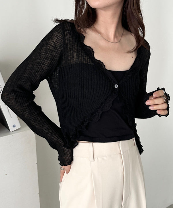 レースシアーカーディガントップス | CL2255047 | ブラック