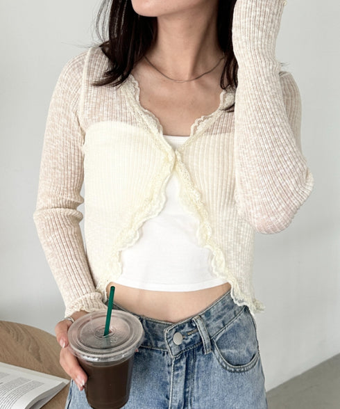 レースシアーカーディガントップス | CL2255047 | アイボリー