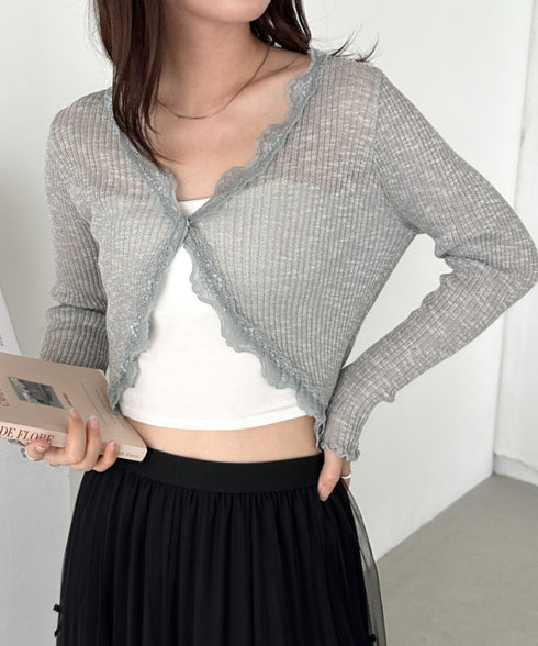 レースシアーカーディガントップス | CL2255047 | ライトグレー