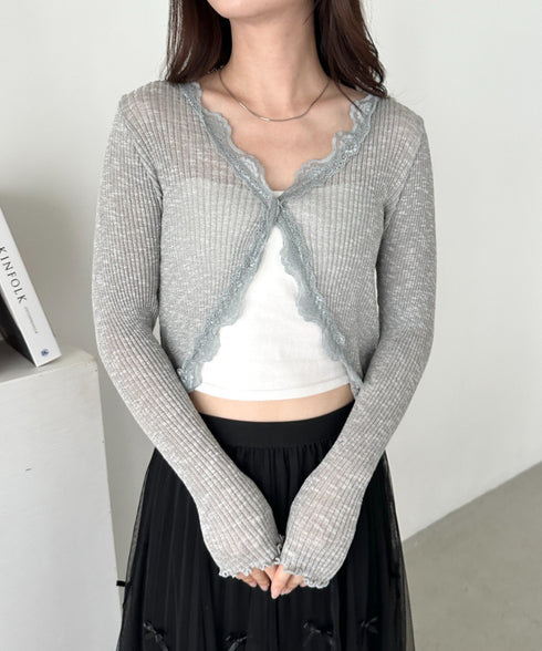 レースシアーカーディガントップス | CL2255047 | ライトグレー