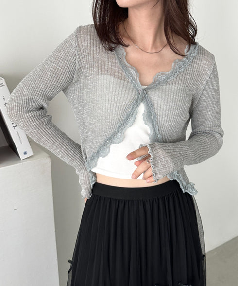 レースシアーカーディガントップス | CL2255047 | ライトグレー