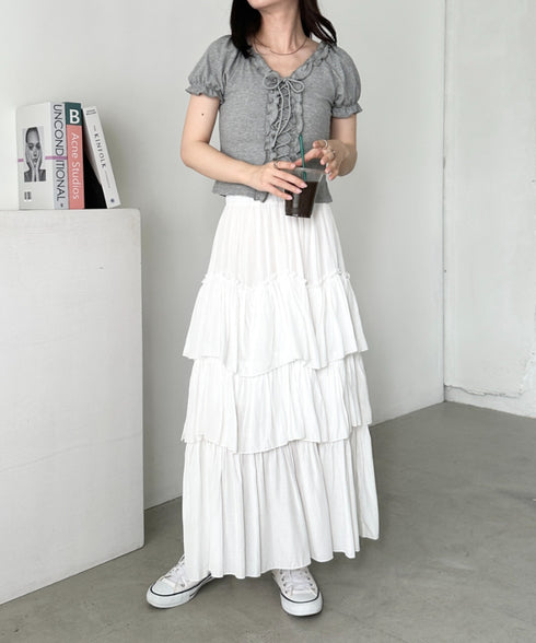 レースアップフロントリボントップス | CL2252032 | グレー