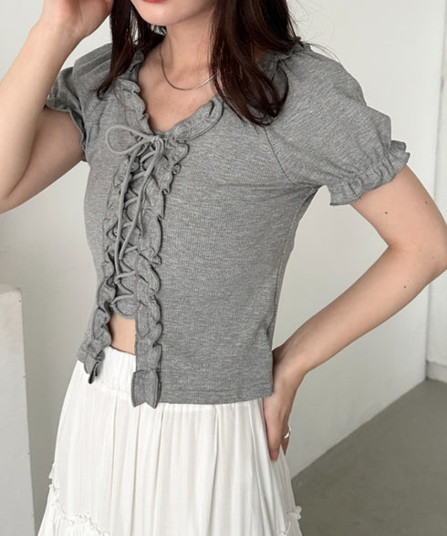 レースアップフロントリボントップス | CL2252032 | グレー