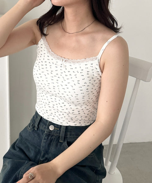 カップ付き小花柄キャミソール | CL2255049 | ホワイト