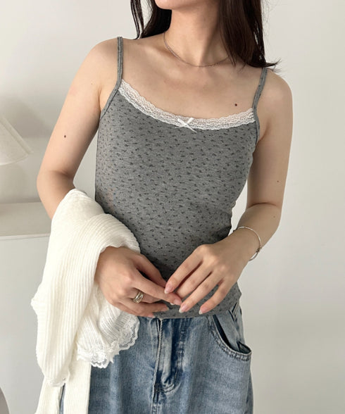 カップ付き小花柄キャミソール | CL2255049 | グレー