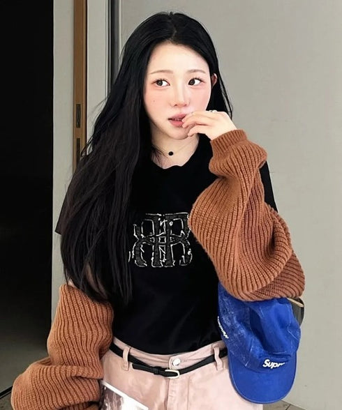 ROCKCAKE(ロックケーキ)/スクエア デニム ロゴ トップス 半袖 Tシャツ/Square Logo Denim Top | AT2252053 | ブラック