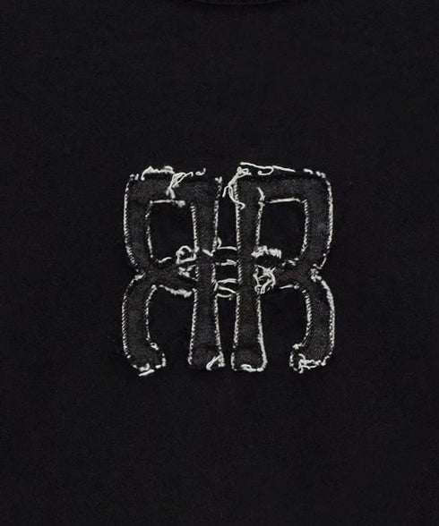 ROCKCAKE(ロックケーキ)/スクエア デニム ロゴ トップス 半袖 Tシャツ/Square Logo Denim Top | AT2252053 | ブラック