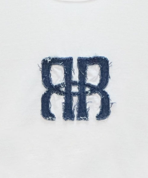 ROCKCAKE(ロックケーキ)/スクエア デニム ロゴ トップス 半袖 Tシャツ/Square Logo Denim Top | AT2252053 | ホワイト