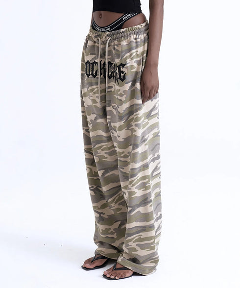 ROCKCAKE(ロックケーキ)/ワイド ルーズ カモフラ グラフィック ジョガー スウェットパンツ/Camo Metal Graphics Pants | AT2252054 | ベージュ