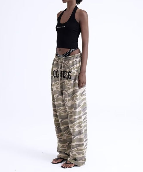 ROCKCAKE(ロックケーキ)/ワイド ルーズ カモフラ グラフィック ジョガー スウェットパンツ/Camo Metal Graphics Pants | AT2252054 | ベージュ