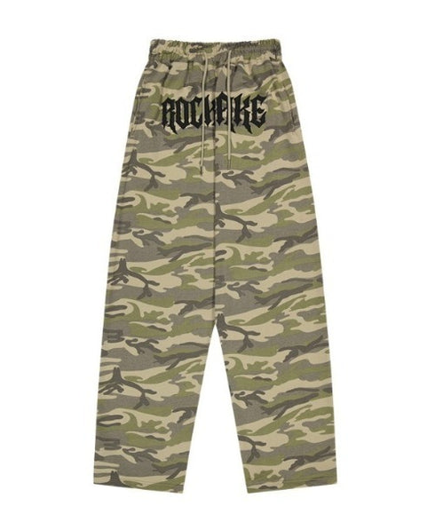 ROCKCAKE(ロックケーキ)/ワイド ルーズ カモフラ グラフィック ジョガー スウェットパンツ/Camo Metal Graphics Pants | AT2252054 | ベージュ