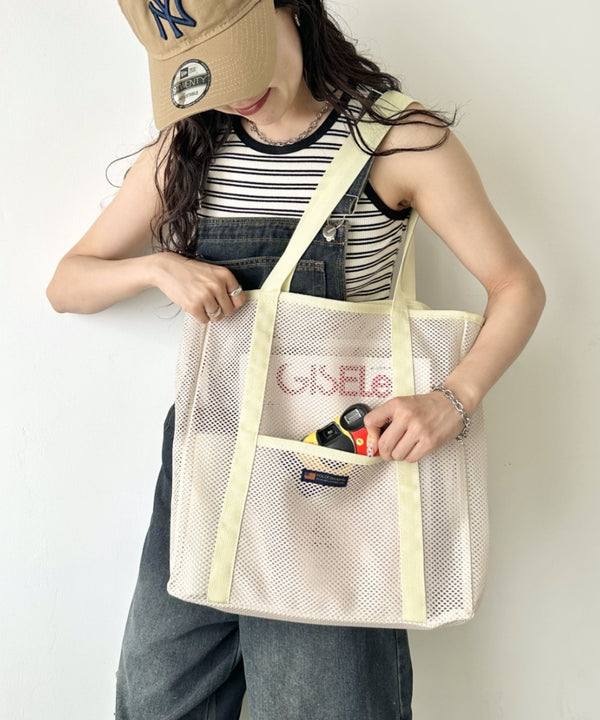 POLO CHAMPS(ポロチャンプス)/軽量 大容量 A4サイズ収納可能 メッシュトートバッグ | IM1252057 | アイボリー